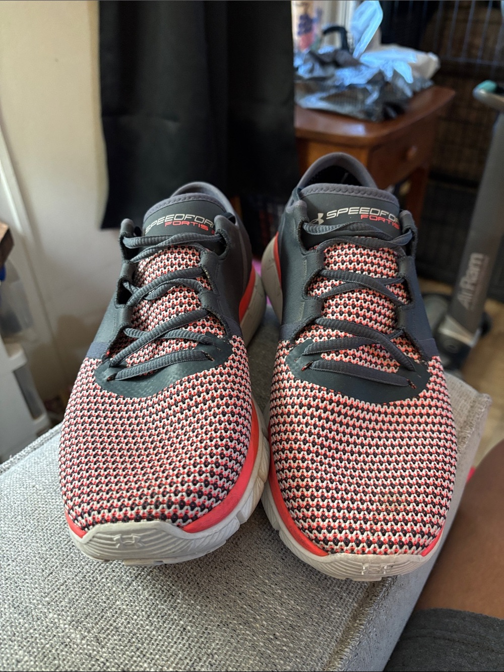 Under Armour Men’s Knit Athletic Shoes - Coral and Black